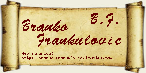 Branko Frankulović vizit kartica